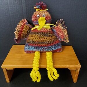 Crochet Chicken Shelf Sitter County‎ Farmhouse Plush Decoration Variegated Brown